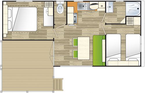 Plan du mobil home IRM Loggia 2008 terrasse à gauche