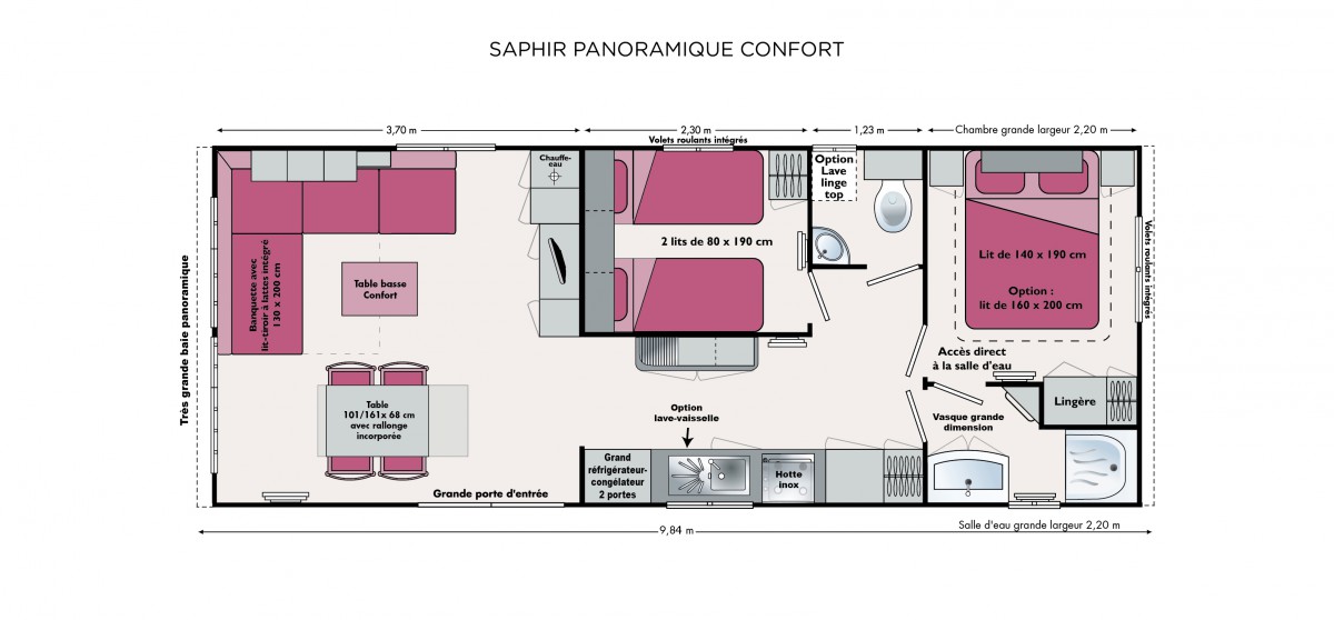 Plan du mobil home IRM Saphir panoramique 2011