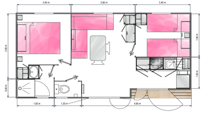 Plan du mobil home LOUISIANE Declik 2 CIO Résidentiel 2015