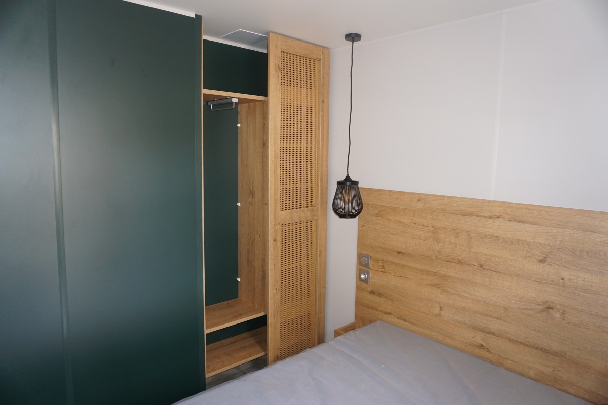 Chambre parentale du mobil home neuf 2022 2 chambres O'Hara 844