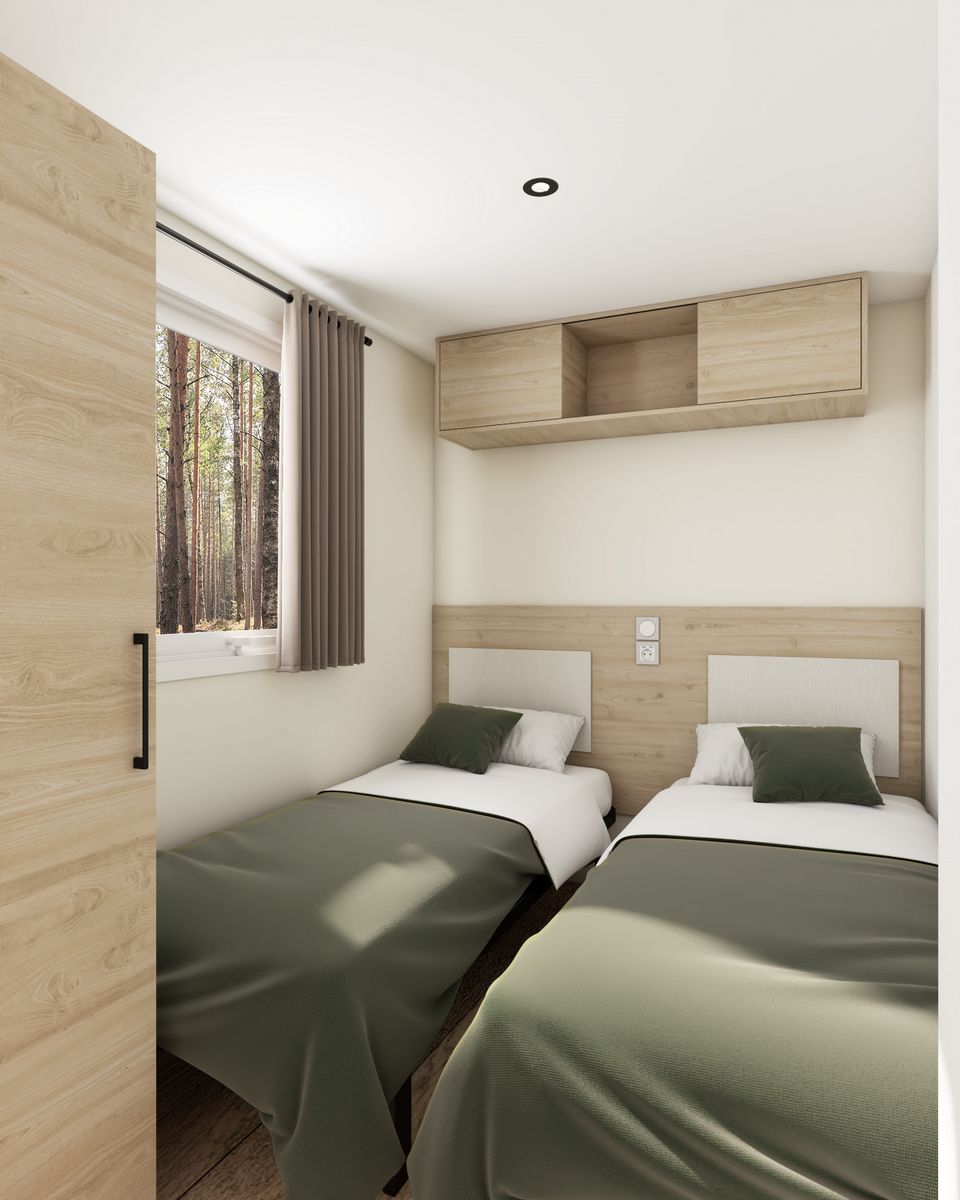 Chambre enfants du mobil home neuf TRIGANO Passion 2022 3 chambres en camping 4 étoiles